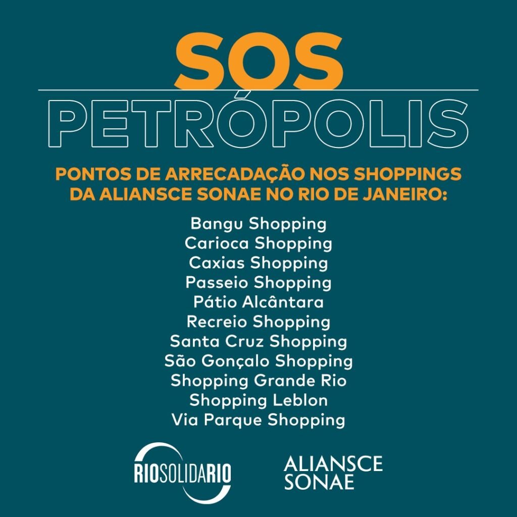 Shoppings da Aliansce Sonae recebem doações para vítimas de chuvas em Petrópolis