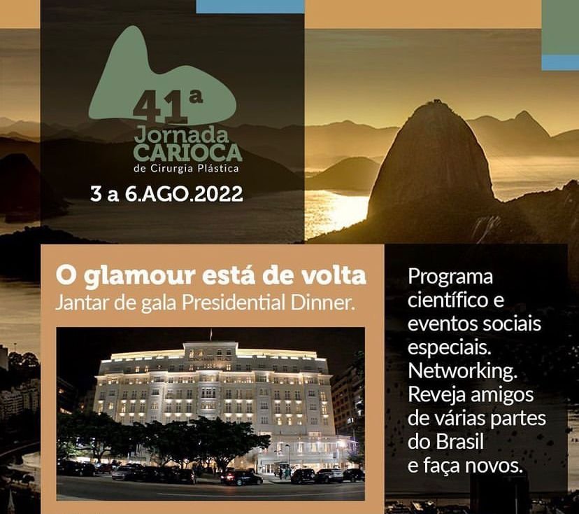 41ª Jornada Carioca de Cirurgia Plástica acontece de 3 a 6 de agosto no Fairmont 