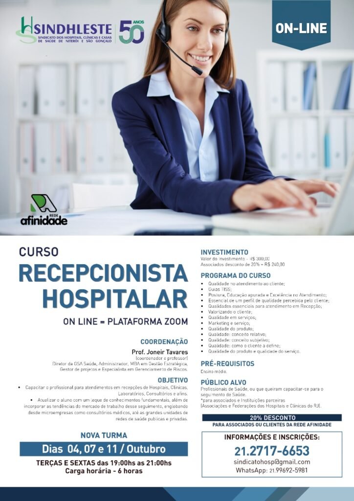Sindhleste oferece curso de recepcionista hospitalar