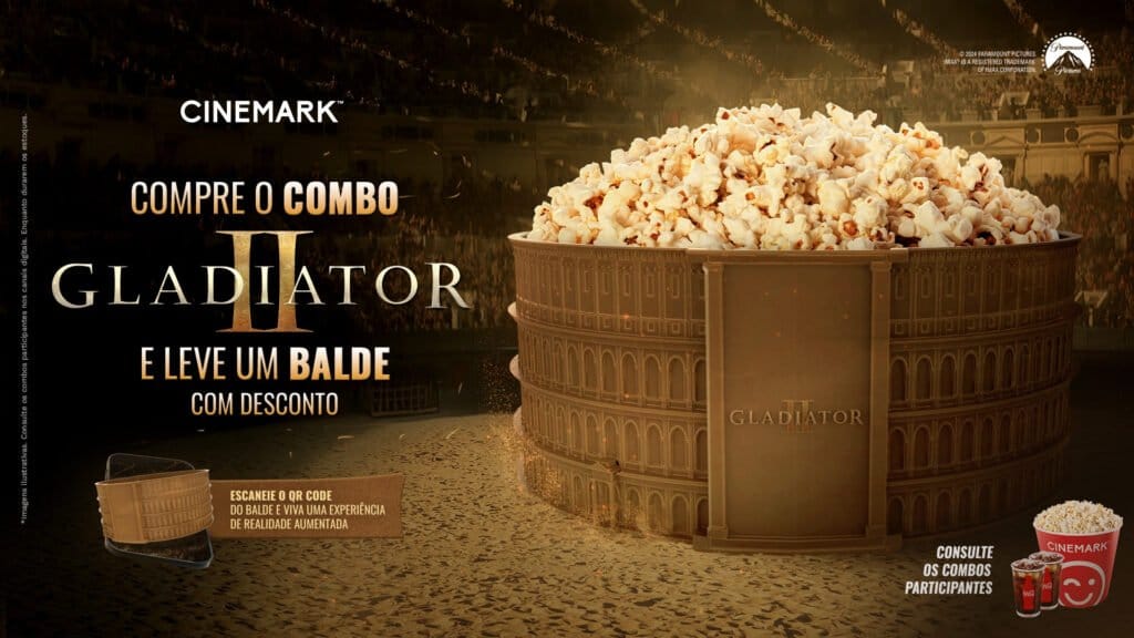 Cinemark apresenta combo oficial de ‘Gladiador II’ no Brasil com balde colecionável do Coliseu
