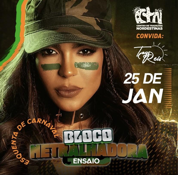Tays Reis faz bloco pré-Carnaval em São Paulo dia 25 de janeiro