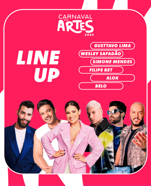 Carnaval das artes 2025 traz nomes como Gusttavo Lima, Wesley Safadão e Simone Mendes ao Rio de Janeiro