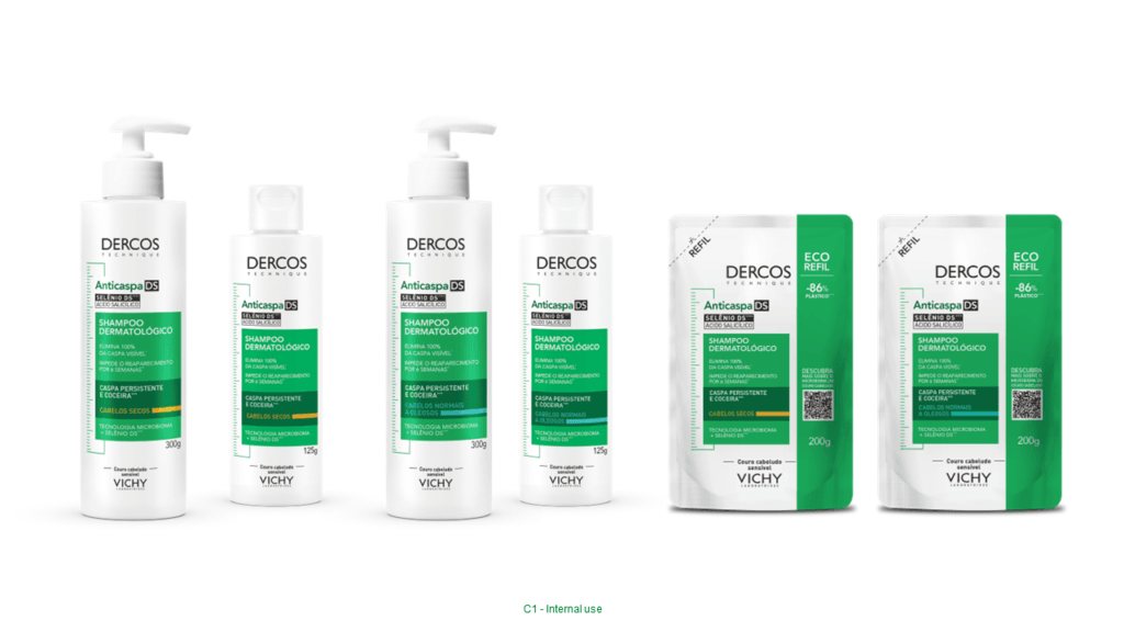 ‘’Dercos Anticaspa DS’’, de Vichy, elimina 100% da caspa visível desde a primeira aplicação Foto: Divulgação