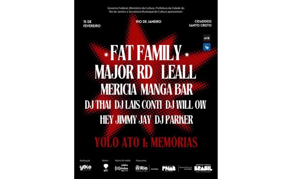 Festa YOLO LOVE PARTY recebe Fat Family, Major RD, Leall e Mericia neste sábado, no Rio de Janeiro