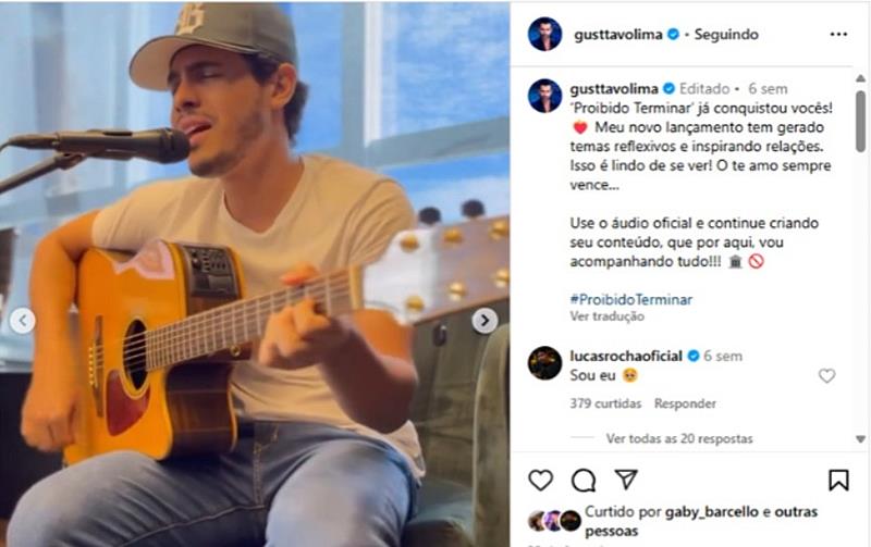 Lucas Rocha ganha destaque no feed de Gusttavo Lima e agita fãs