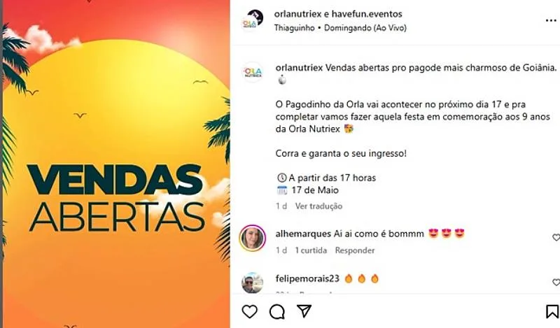 Pagodinho da Orla: Celebração Imperdível no Dia 17 de Maio em Comemoração aos 9 Anos da Orla Nutriex