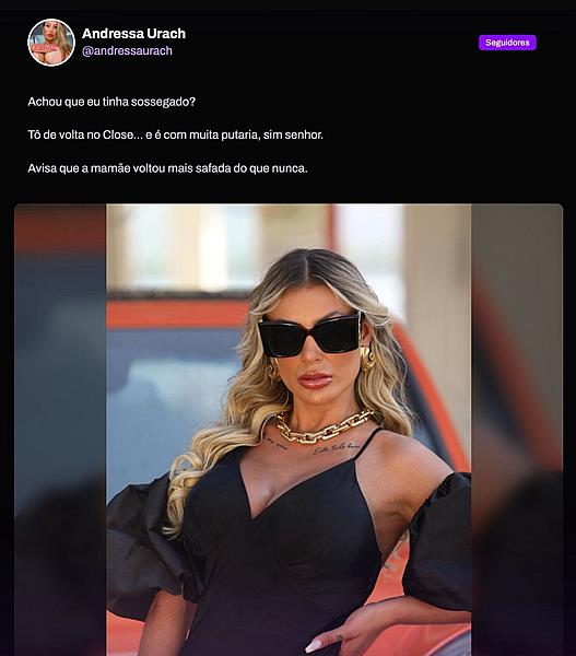 Andressa Urach some das redes sociais e reaparece com exclusividade no Close Fans