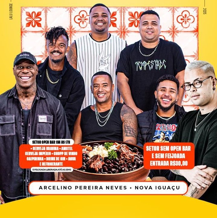 Feijoada do Lalu promete agitar Nova Iguaçu com muito samba, open bar e palco 360°