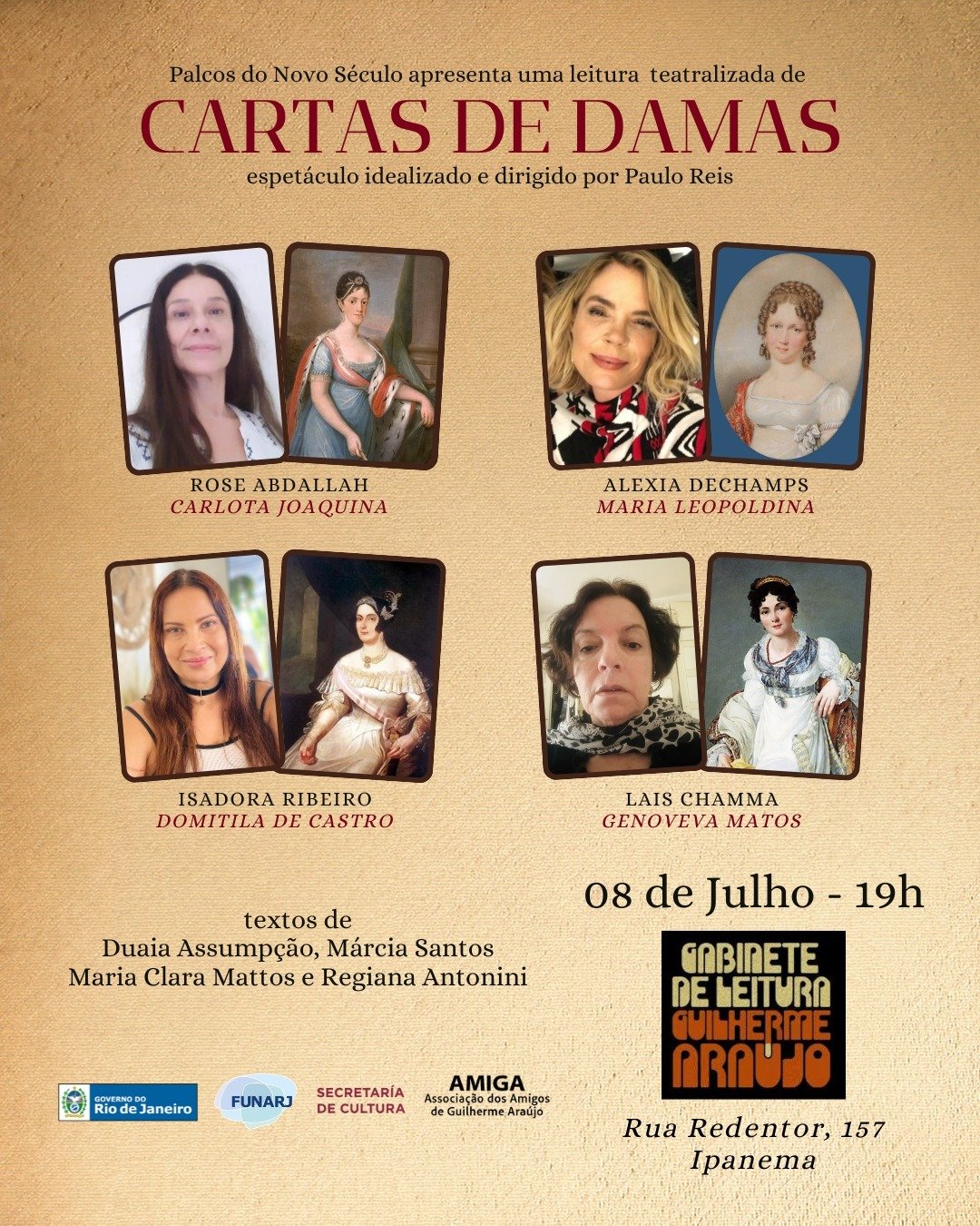 Espetáculo “Cartas de Dama” chega a Ipanema dia 8 de julho 1 Espetáculo “Cartas de Dama” chega a Ipanema dia 8 de julho