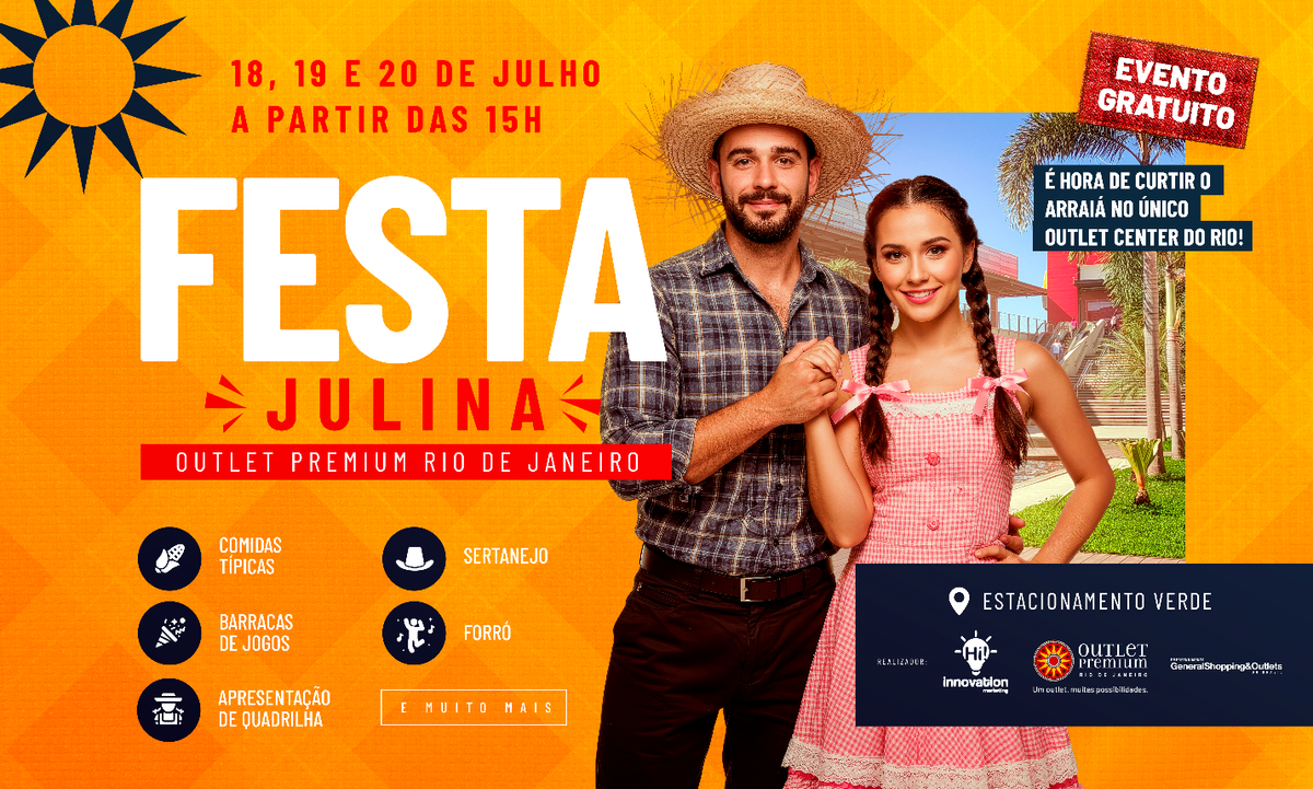 Outlet Premium RJ terá festa julina com música e comidas típicas 1 Outlet Premium RJ terá festa julina com música e comidas típicas
