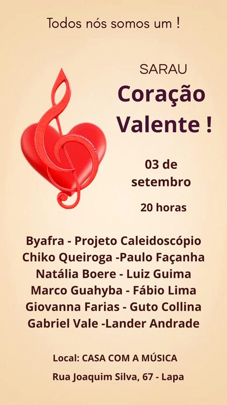 Coletivo de artistas “Todos nós somos um” realiza o seu primeiro Sarau na Casa com a Música, na Lapa