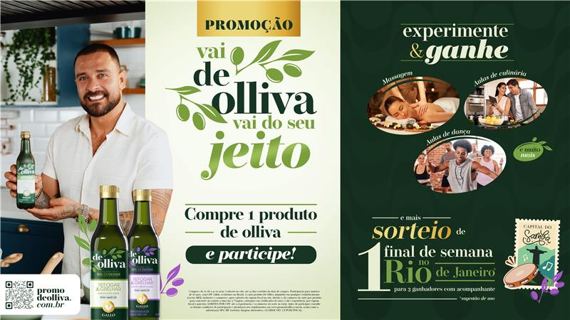 Gallo lança promoção de De Olliva com prêmios e viagem ao Rio 1 Gallo lança promoção de De Olliva com prêmios e viagem ao Rio