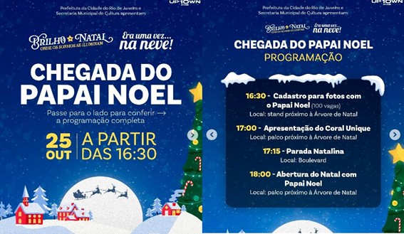 Shopping Uptown abre o “Brilho de Natal” com parada e chegada do Papai Noel