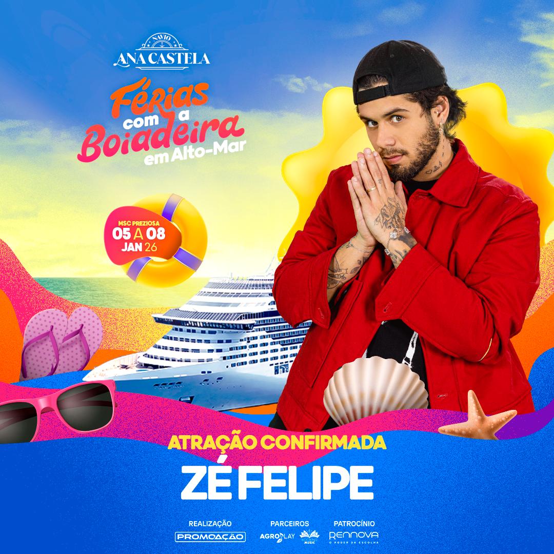 Zé Felipe é confirmado no navio “Ana Castela 2026” em janeiro