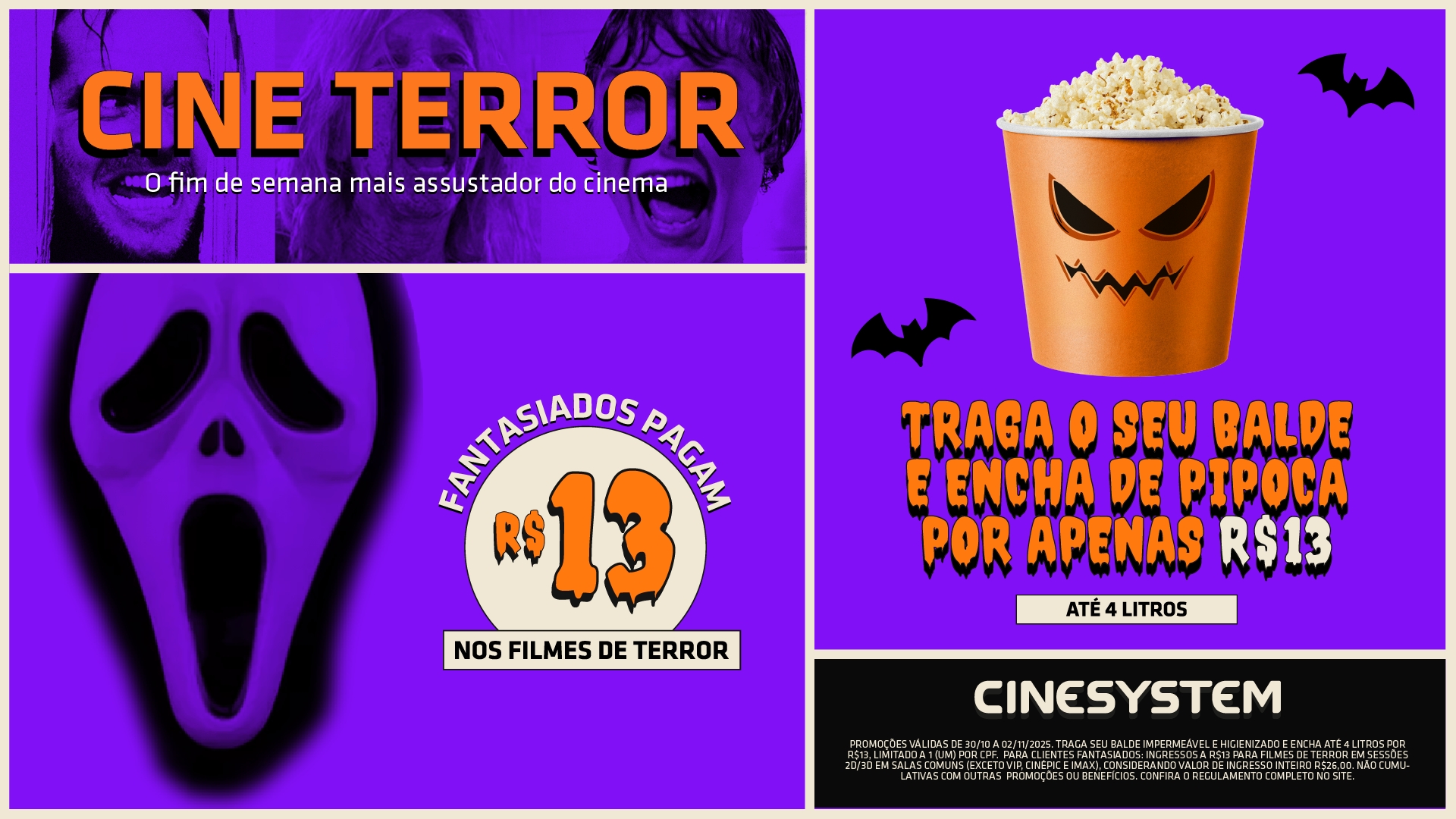 Cinesystem celebra Halloween com ingressos a R$13 para quem for fantasiado