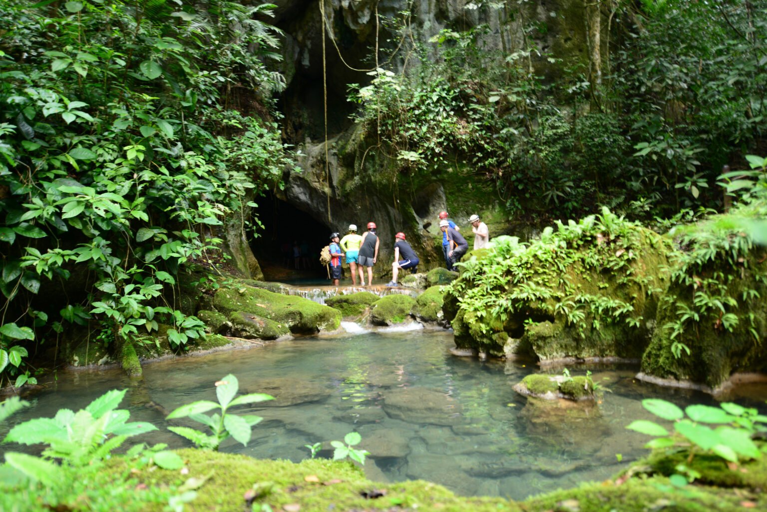 Visitors at the entrance of the ATM Cave