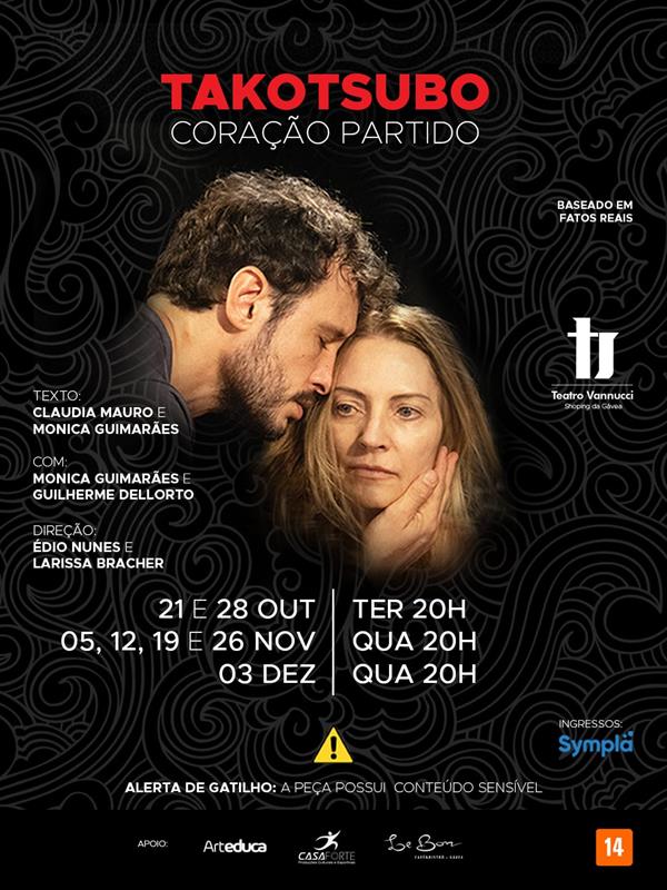 Sucesso de público e crítica, “Takotsubo, Coração Partido” chega ao Teatro Vannucci abordando drama feminino e superação