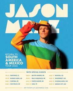 Jason Mraz confirma turnê e faz cinco shows no Brasil em 2026