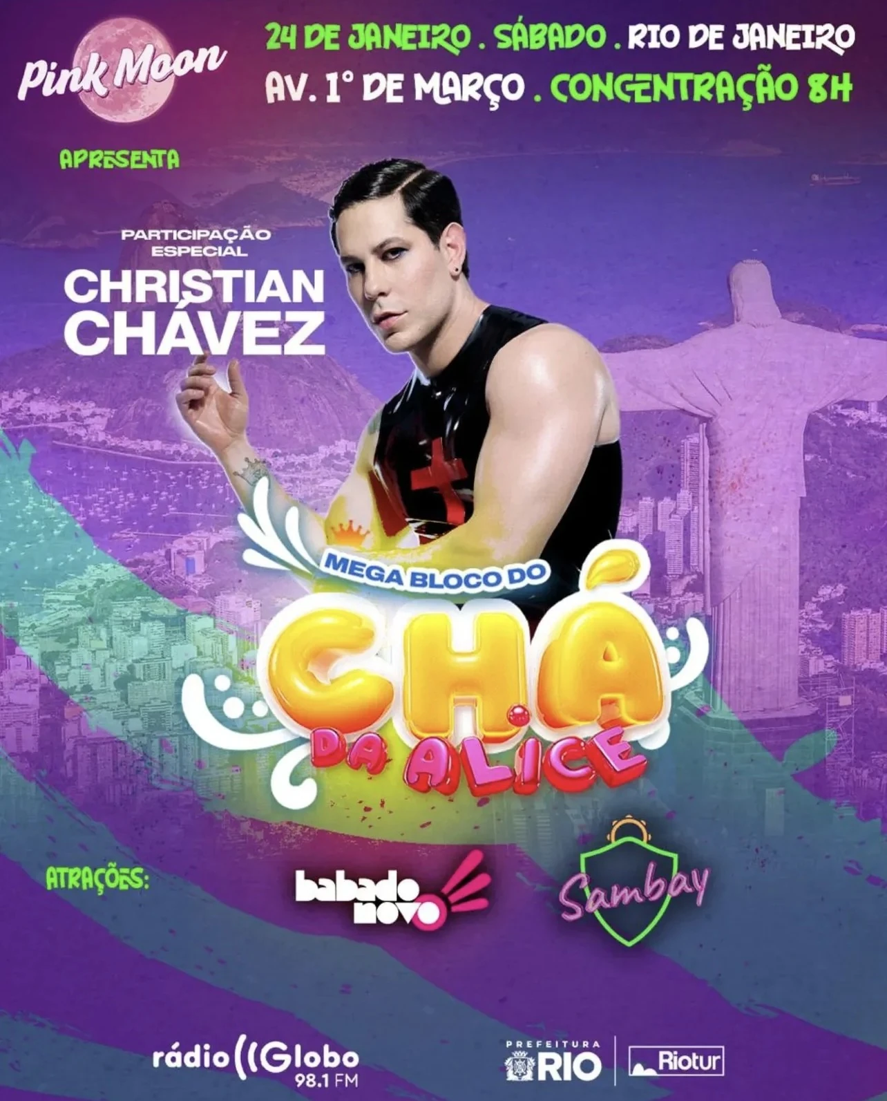 Christian Chávez sobe no trio do Chá da Alice no Rio 1 Christian Chávez sobe no trio do Chá da Alice no Rio