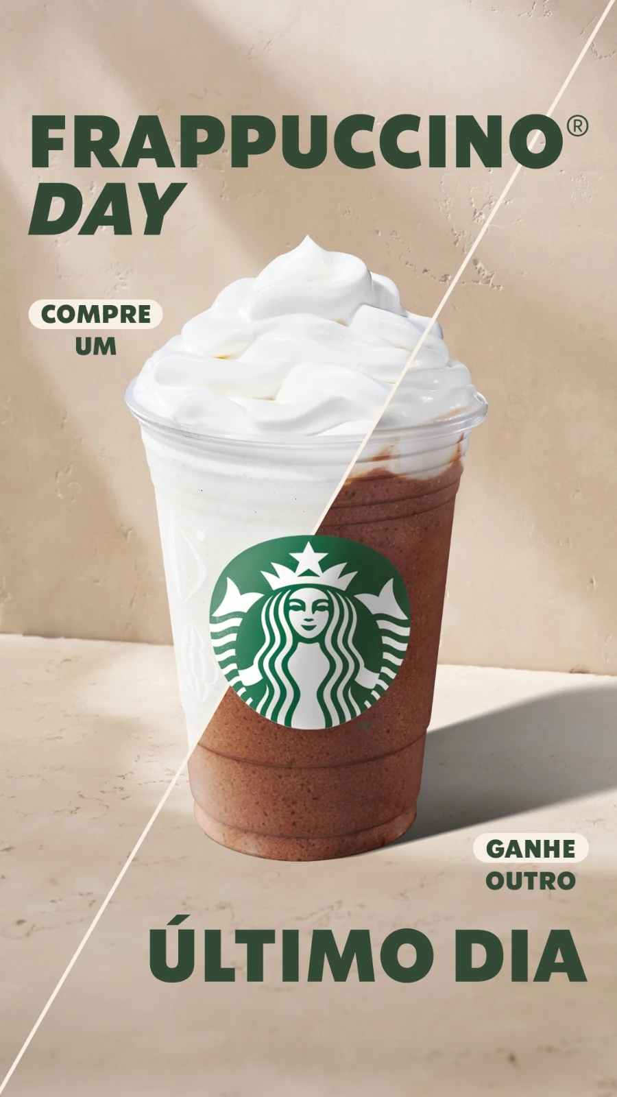 Frappuccino em dobro na Starbucks até amanhã 2 Frappuccino em dobro na Starbucks até amanhã