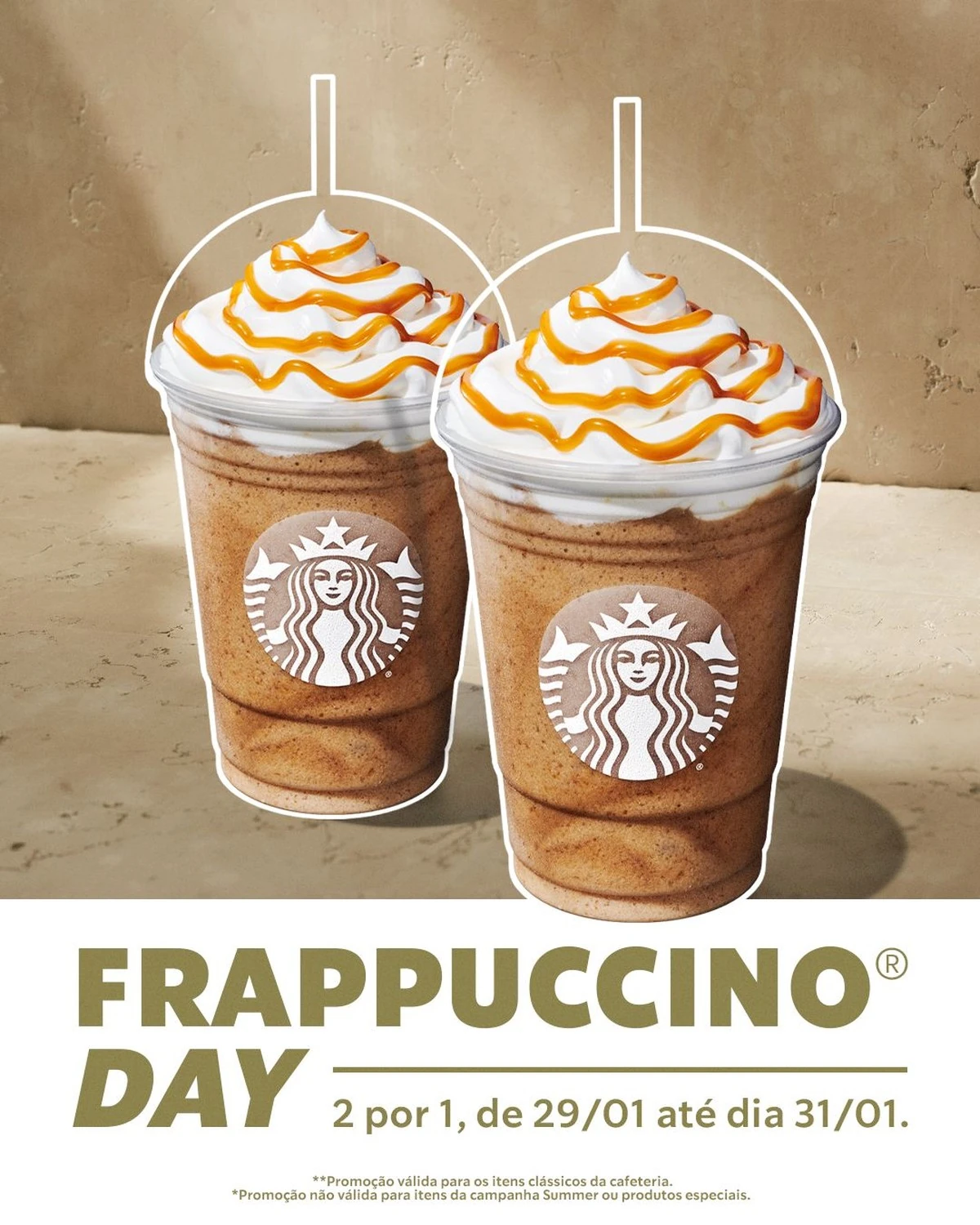 Frappuccino em dobro na Starbucks até amanhã 1 Frappuccino em dobro na Starbucks até amanhã