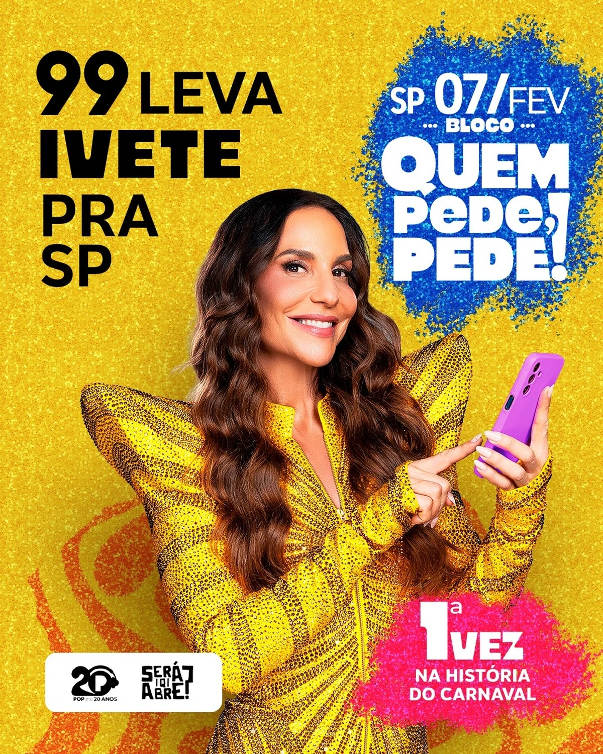Ivete Sangalo terá trio grátis em SP pela 1ª vez