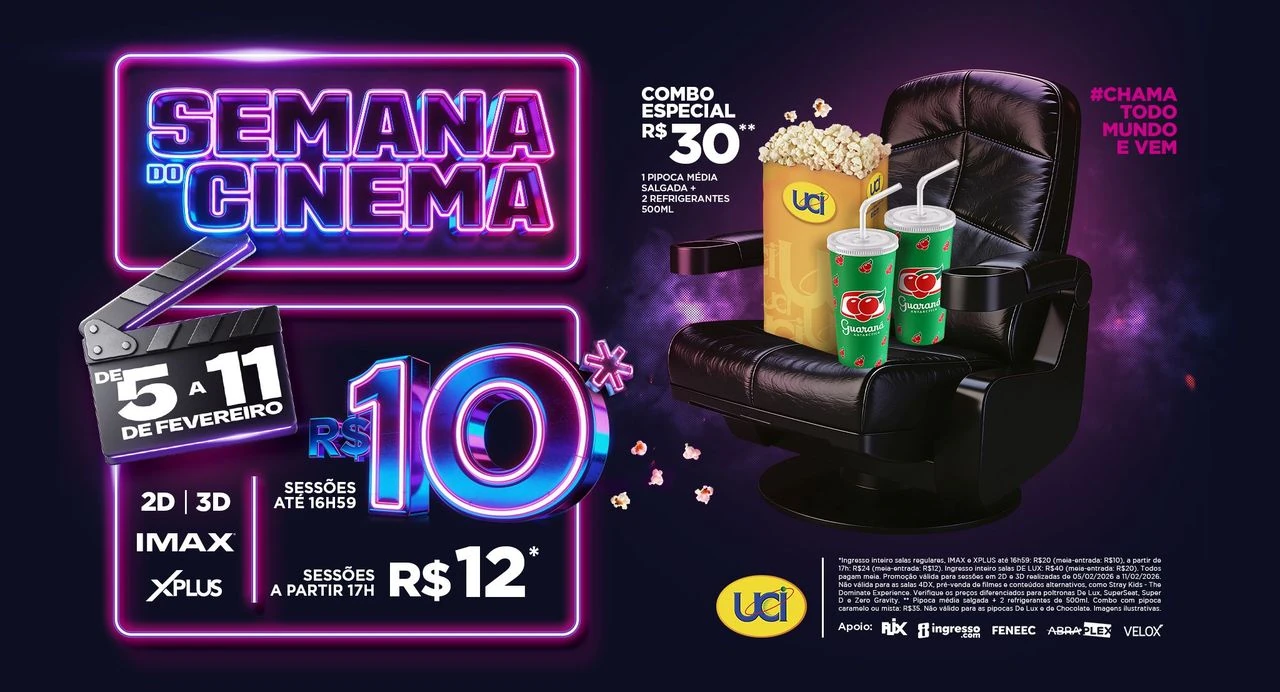 UCI libera ingressos a R$10 na Semana do Cinema