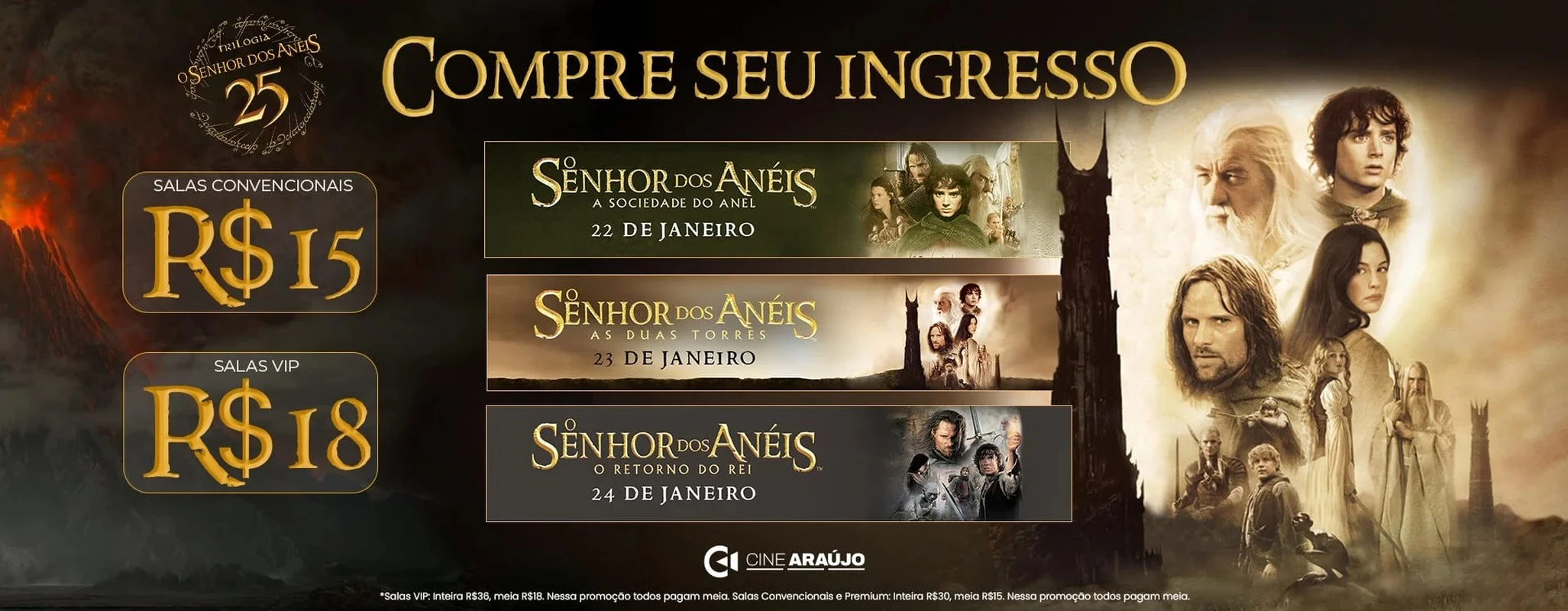 Terra Média volta aos cinemas por R$15! 1 Terra Média volta aos cinemas por R$15!