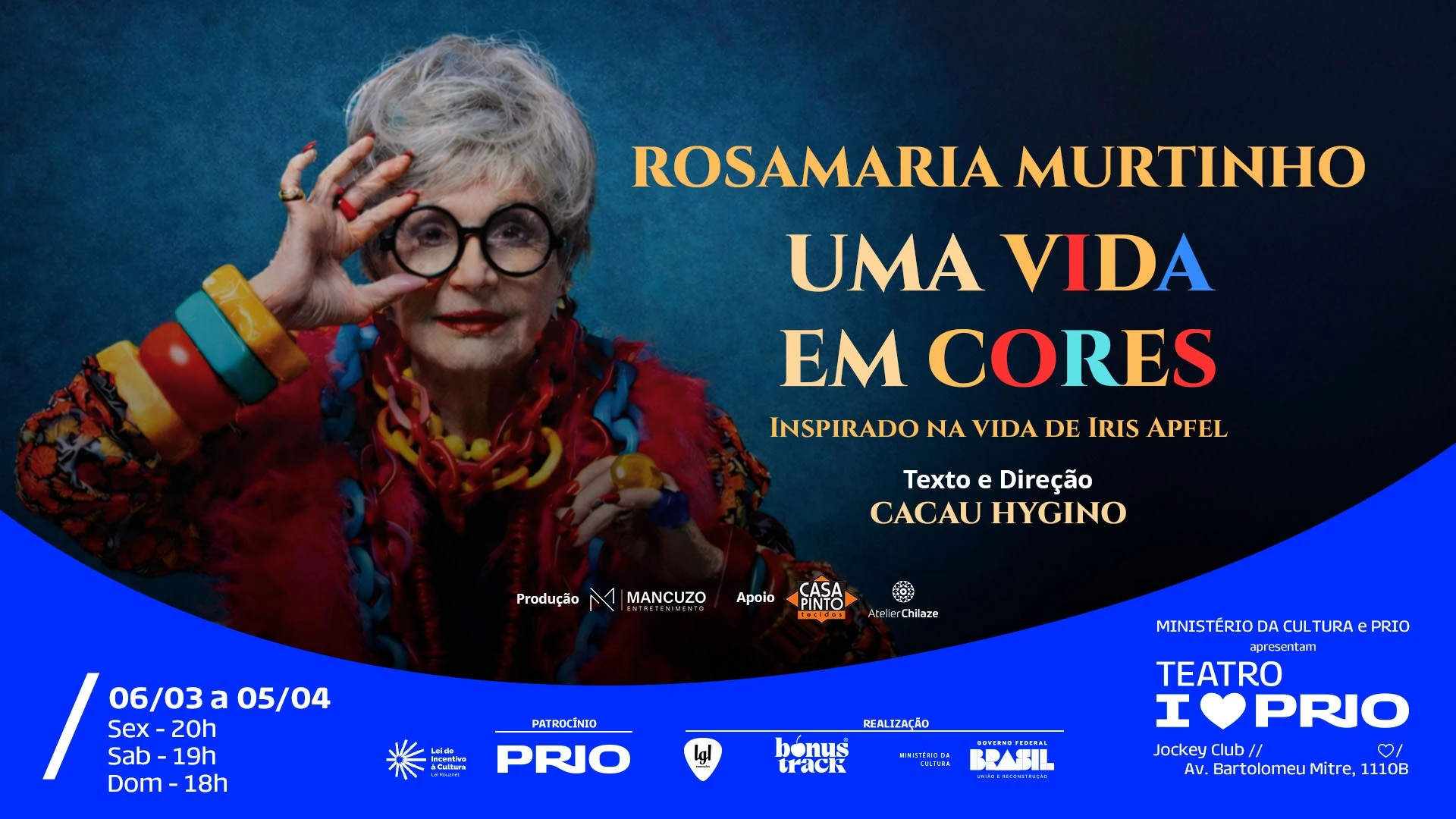 Rosamaria Murtinho vive Iris Apfel em “Uma Vida em Cores”