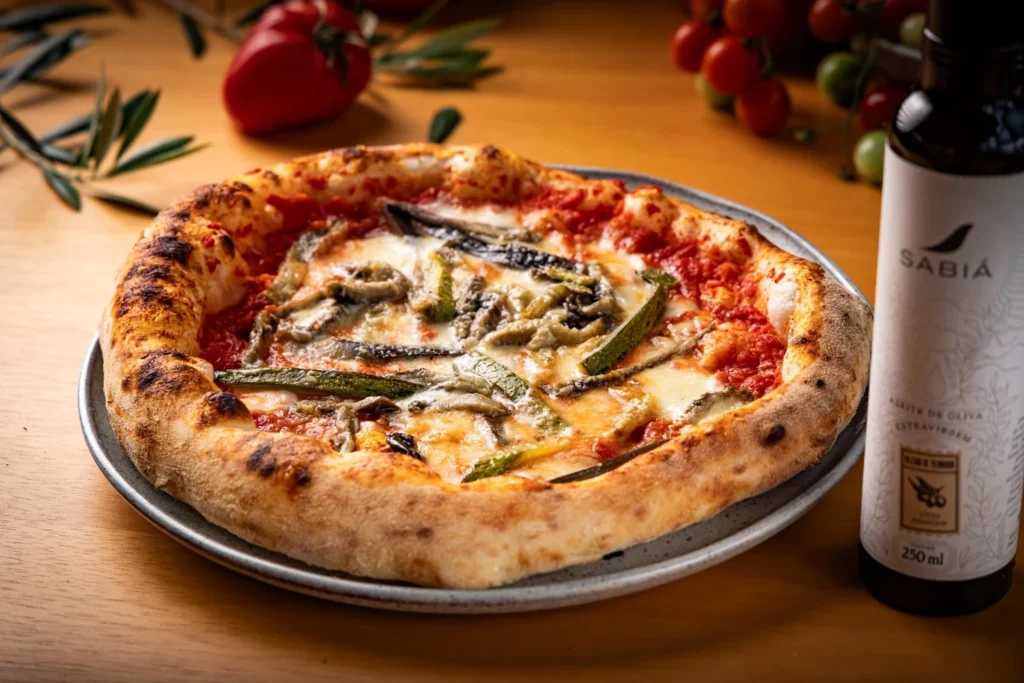 Pizza napolitana e azeite Sabiá na Mantiqueira