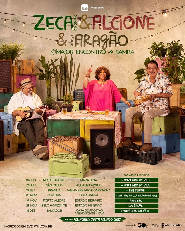 Zeca, Alcione e Aragão anunciam turnê em estádios