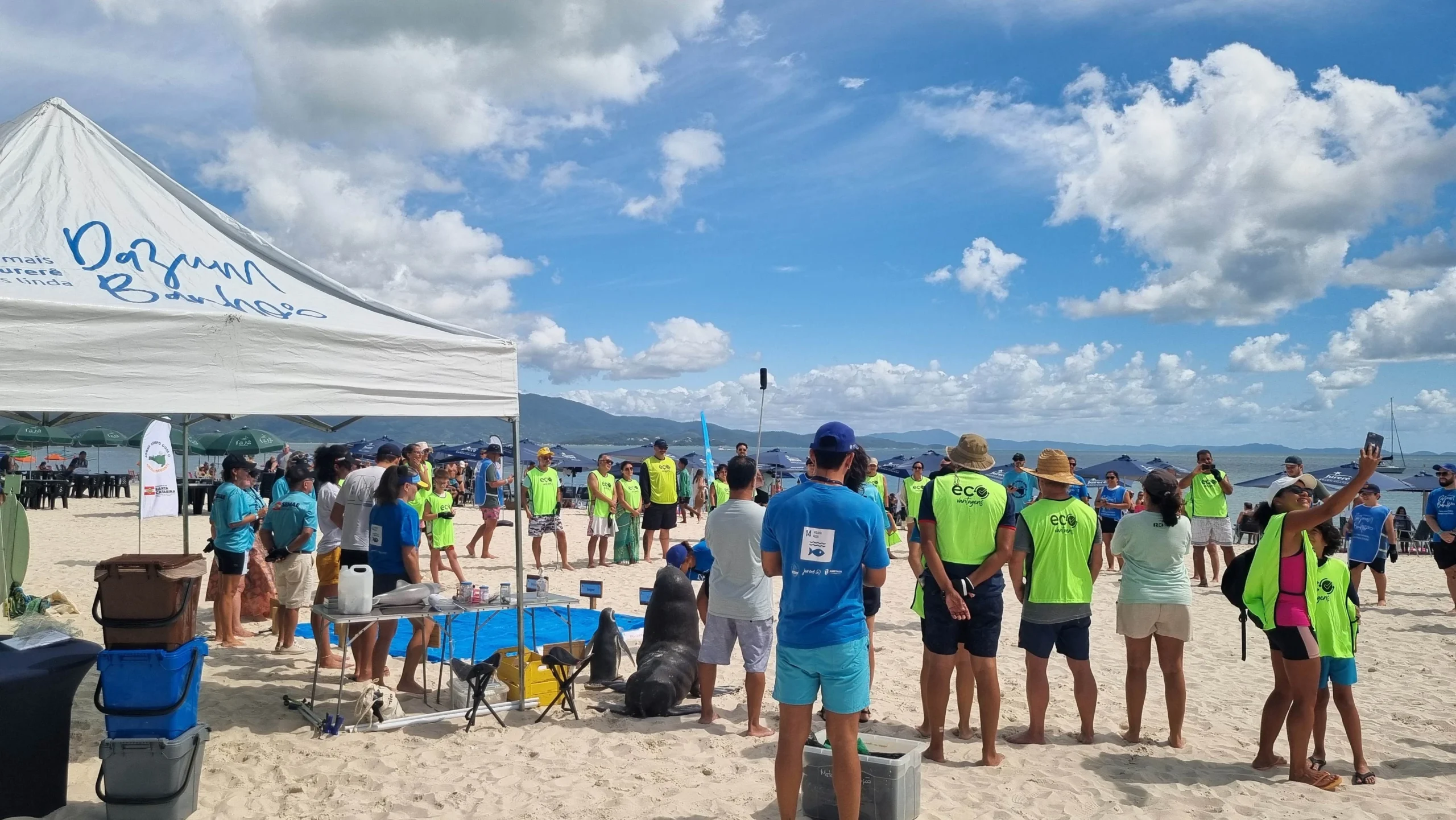 Dazum Banho reúne 100 pessoas em mutirão em Jurerê