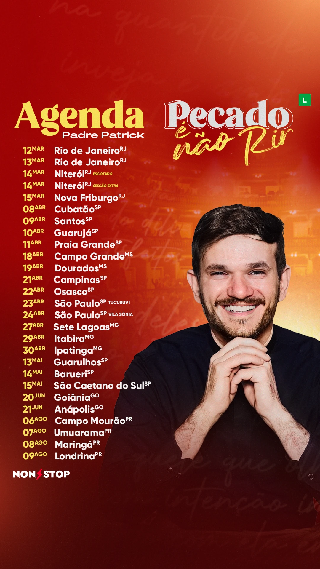 Padre Patrick transforma pecados em risadas no novo show