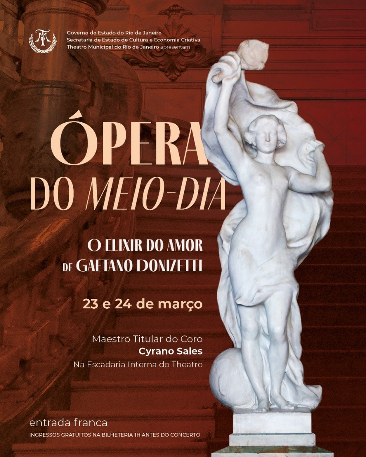 Ópera do Meio-Dia volta ao Theatro Municipal com entrada gratuita
