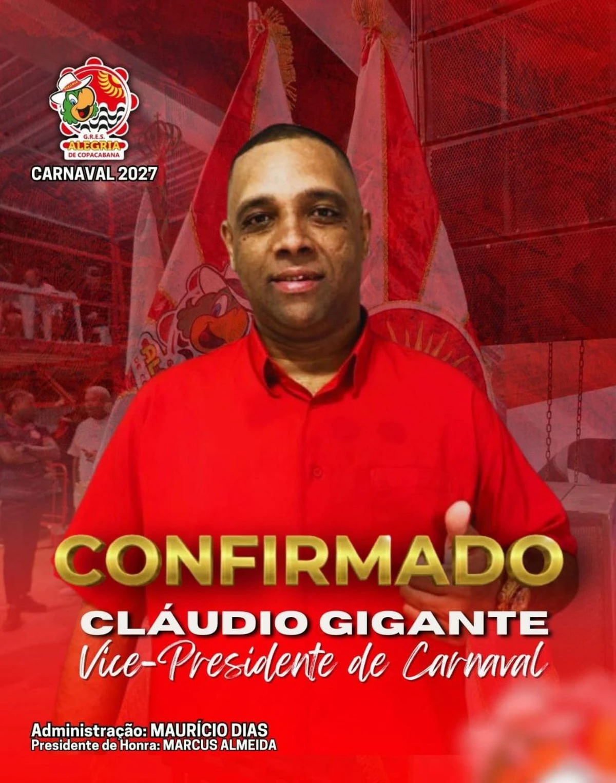 Alegria de Copacabana escolhe Gigante para vice de Carnaval 2027