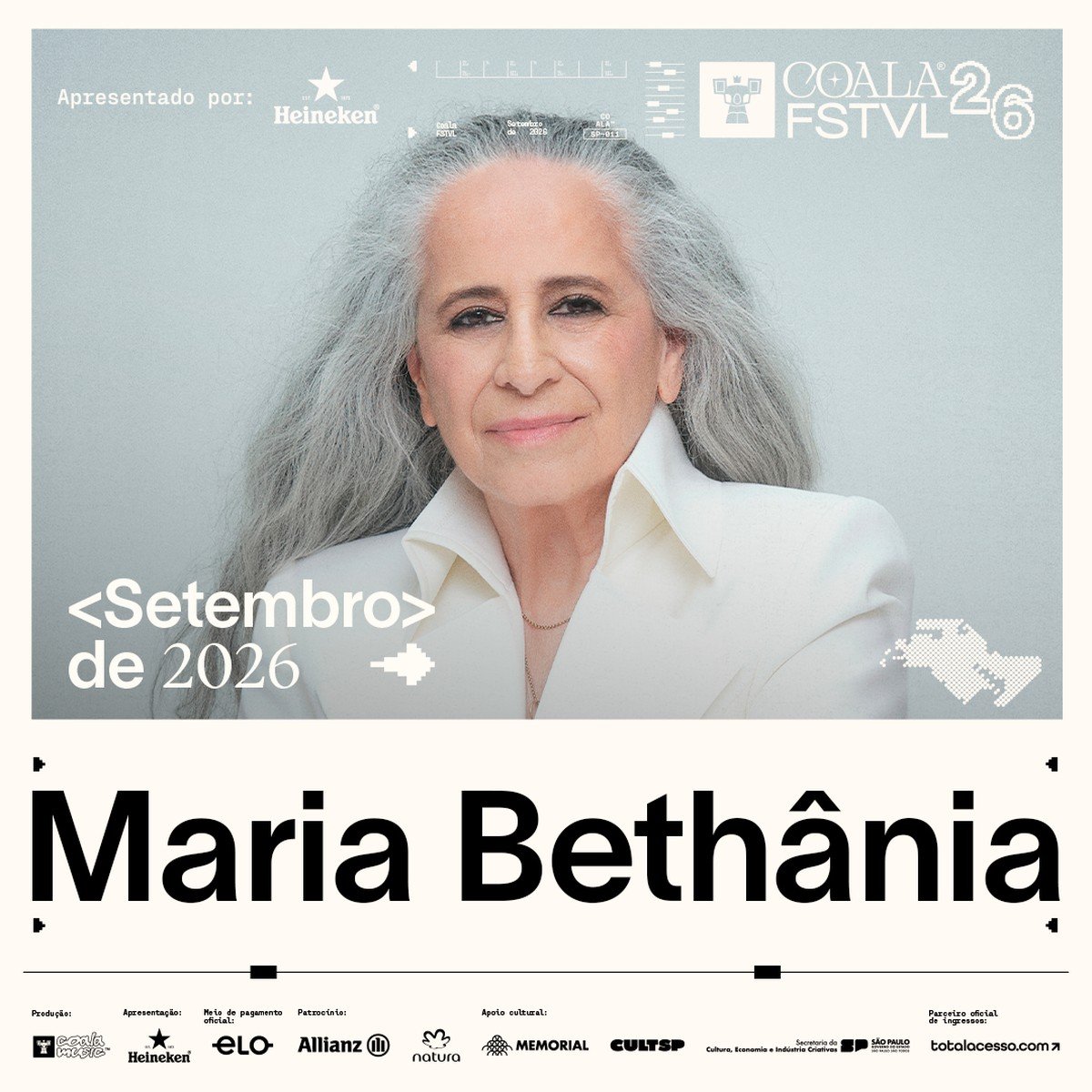 Maria Bethânia volta ao Coala Festival para celebrar 60 anos