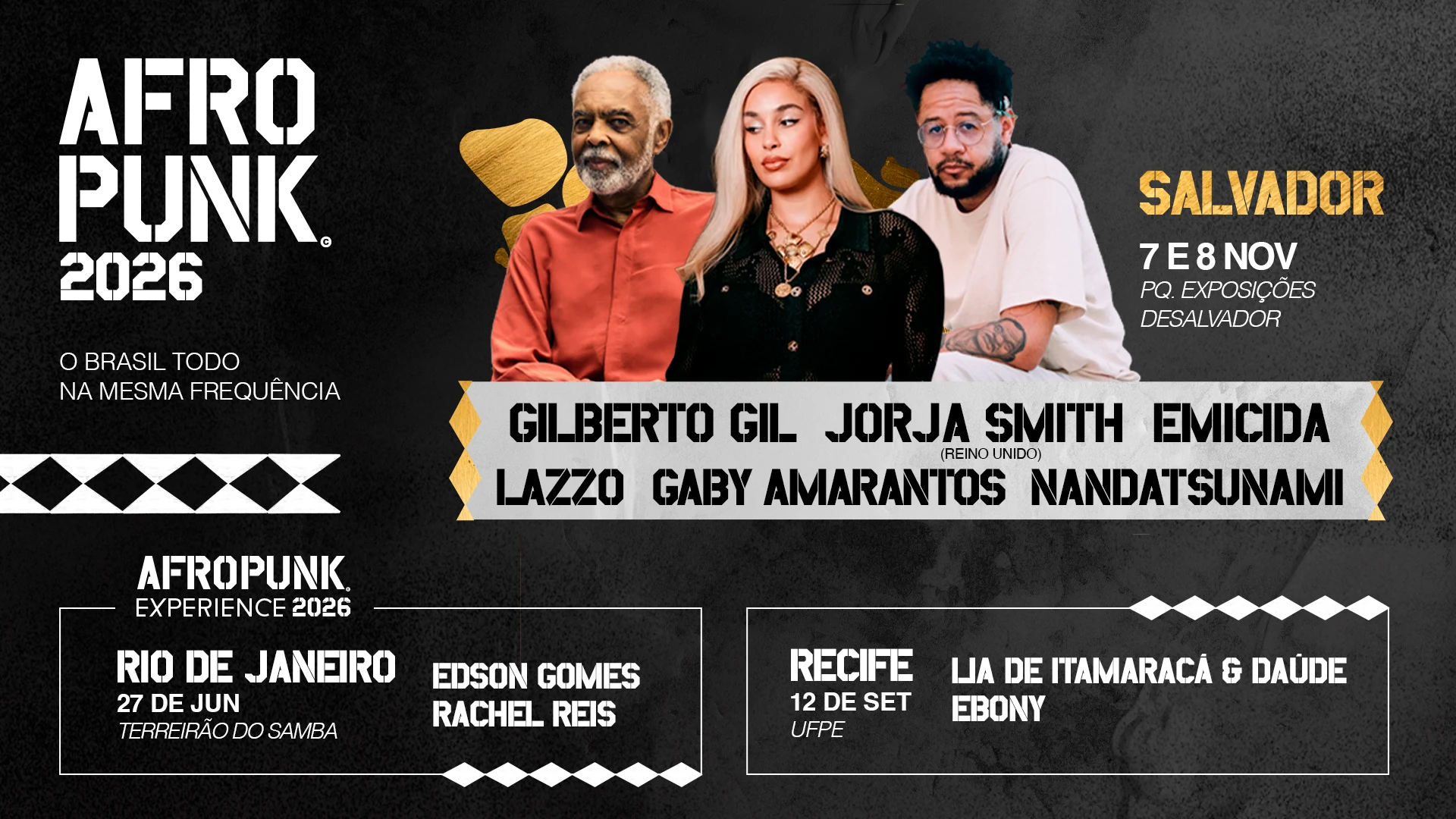AFROPUNK Brasil 2026 revela line-up com Gil e Jorja Smith