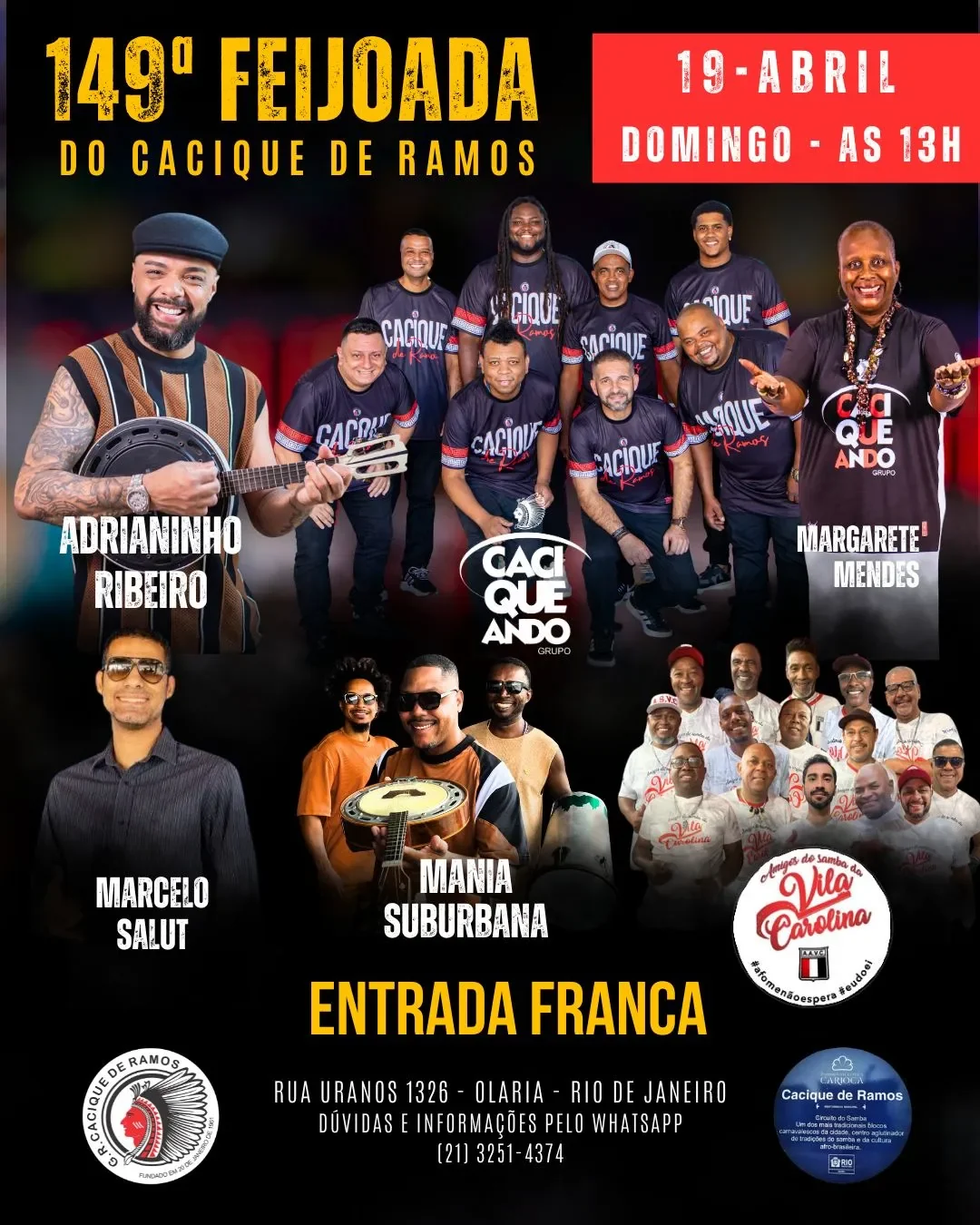 Cacique de Ramos celebra 149ª Feijoada no Dia Indígena