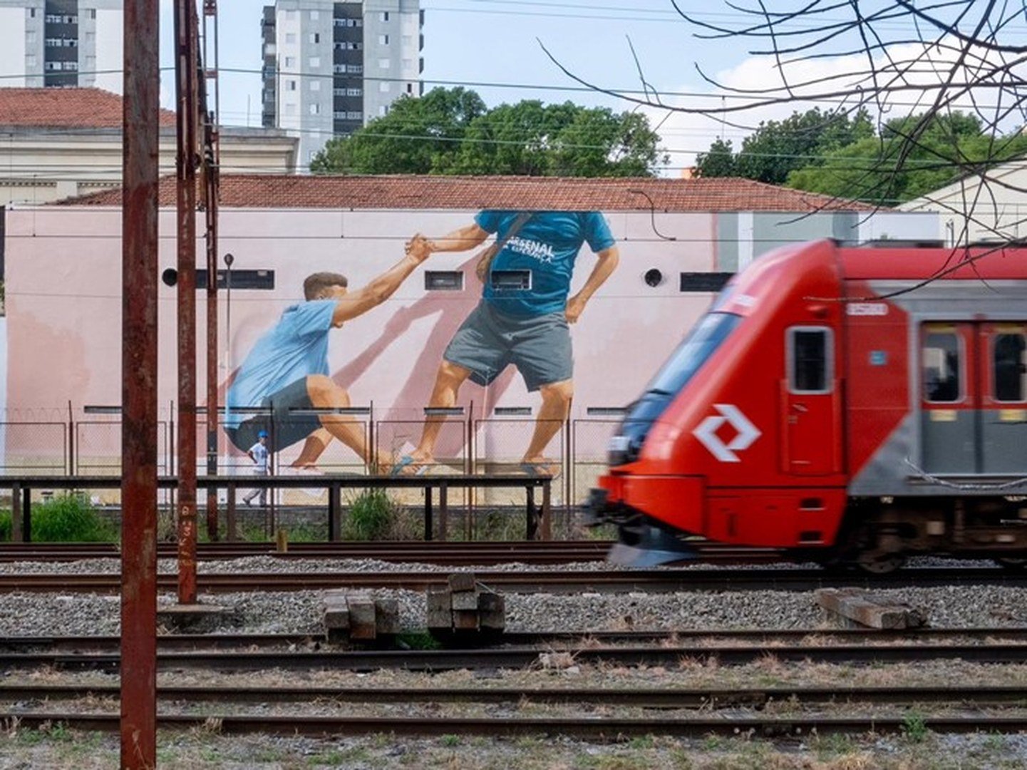 Mural de 26m transforma muro da CPTM em ato de solidariedade