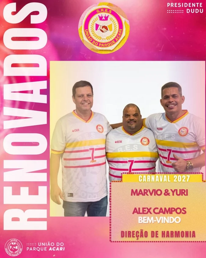 União do Parque Acari define trio de harmonia para 2027