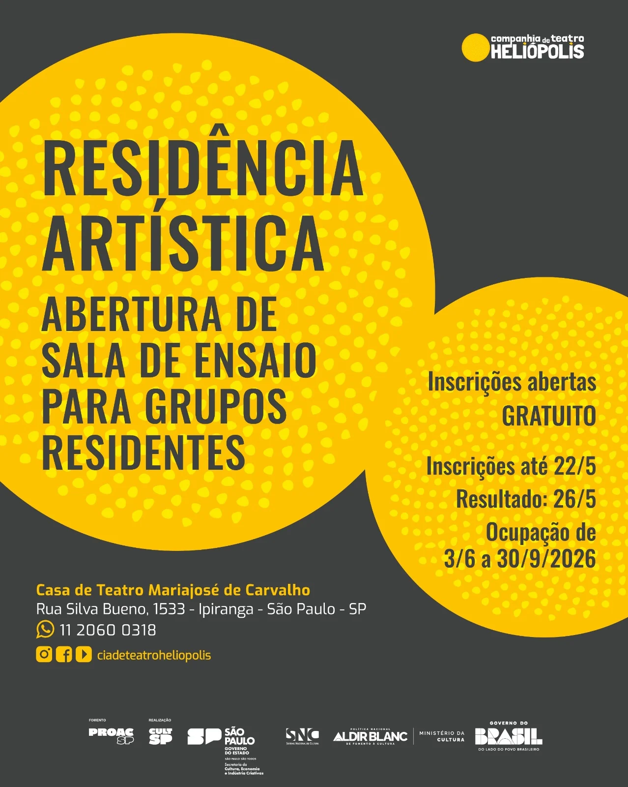 Cia de Teatro Heliópolis abre vagas para residência artística