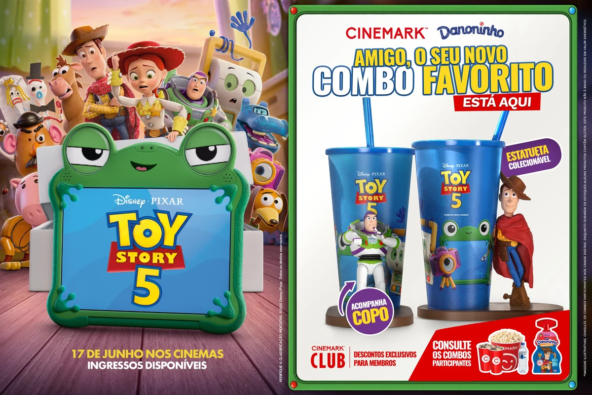 Cinemark lança combos de Toy Story 5 com Danoninho