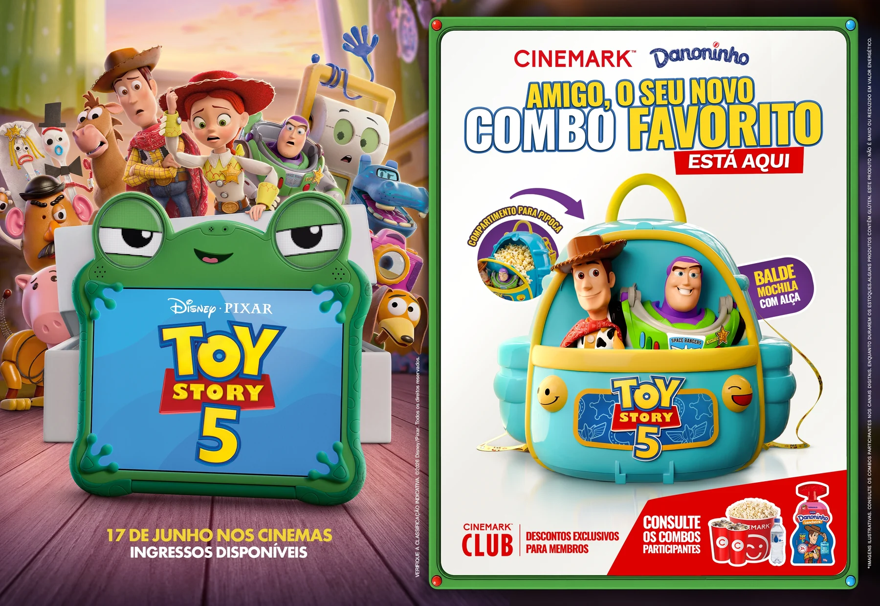 Cinemark lança combos de Toy Story 5 com Danoninho
