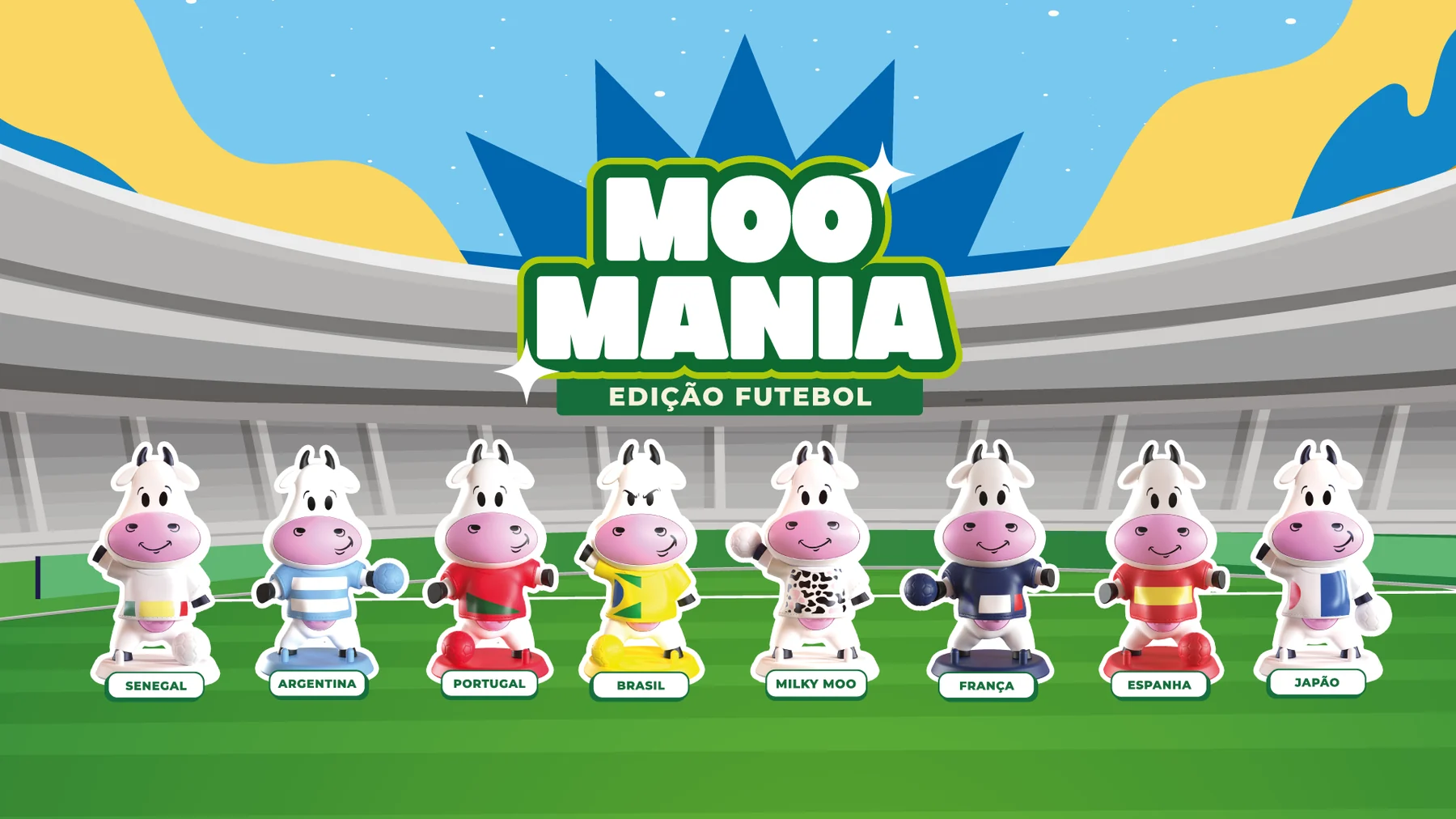 Milky Moo aposta no futebol com coleção de mascotes