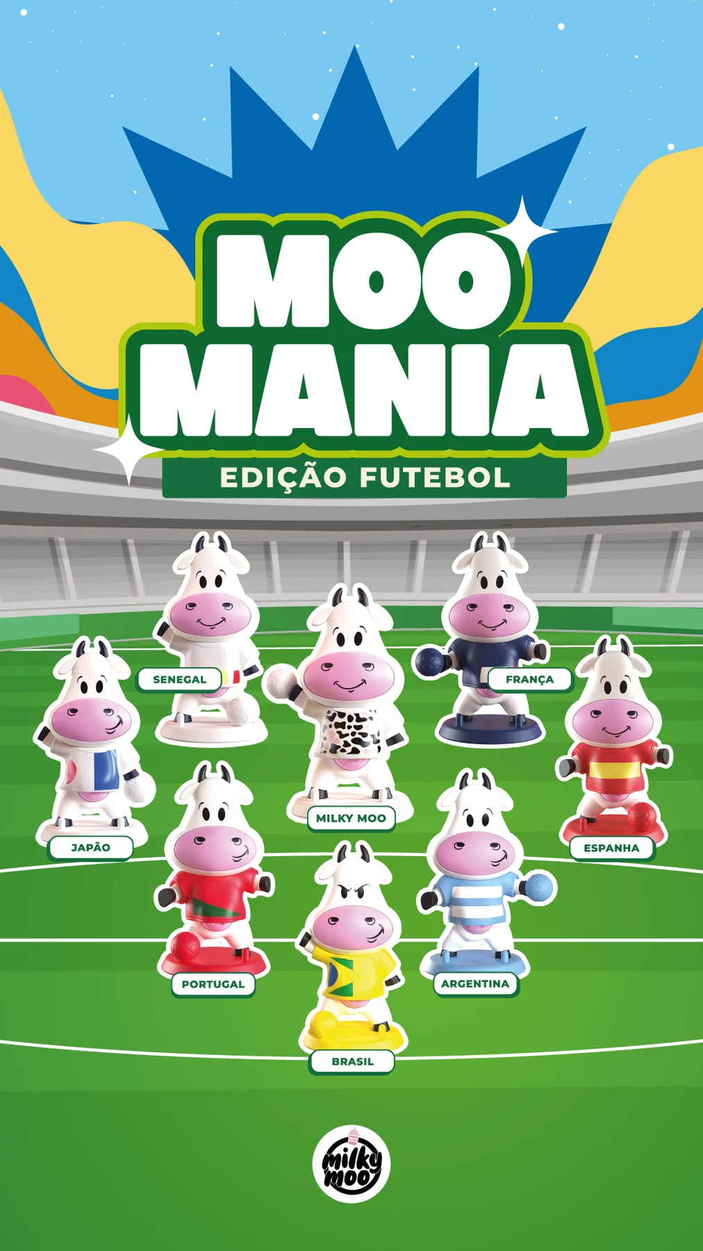Milky Moo aposta no futebol com coleção de mascotes