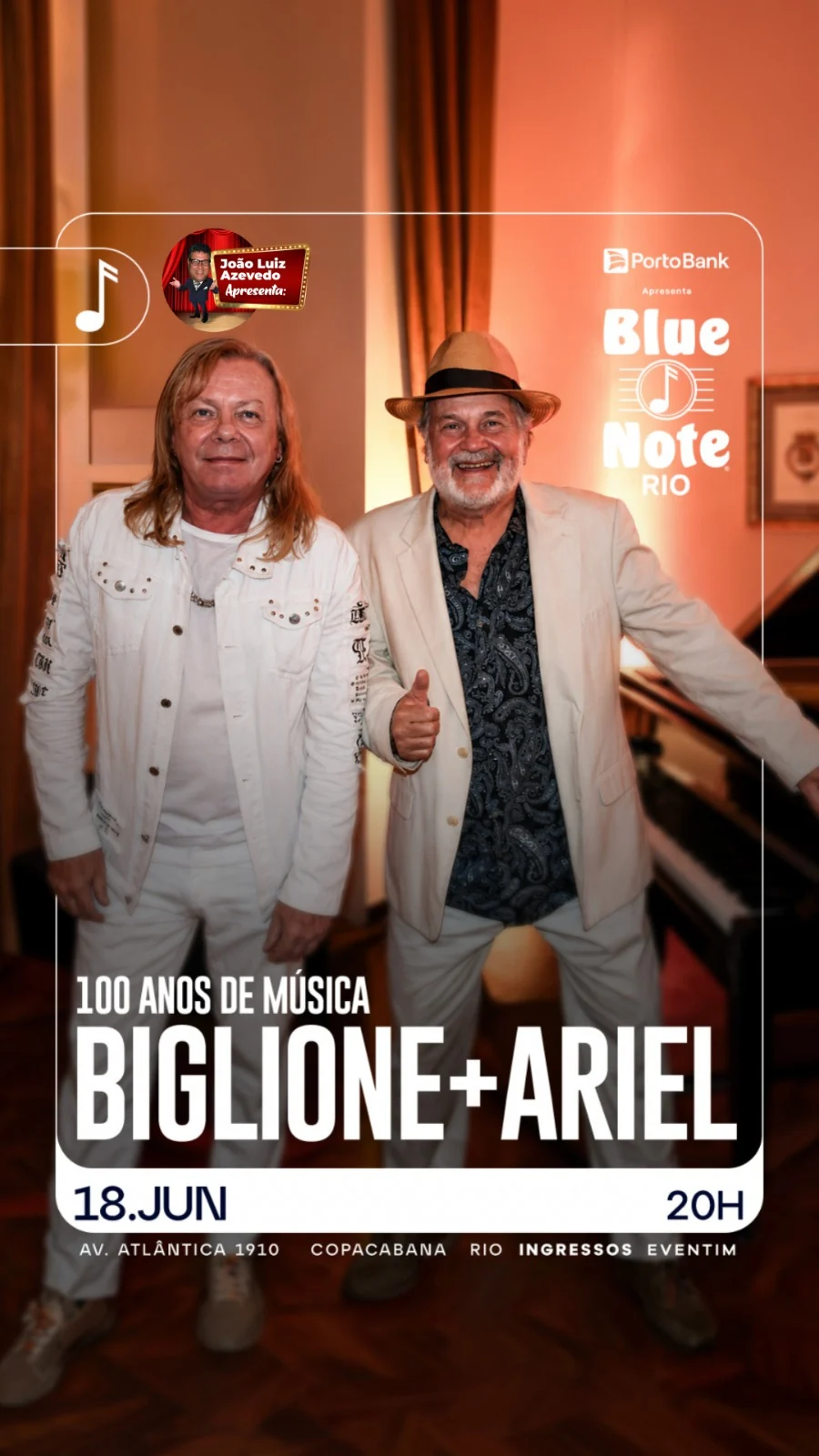 Biglione e Marcos Ariel celebram 100 anos de música no Blue Note Rio 1 Biglione e Marcos Ariel celebram 100 anos de música no Blue Note Rio