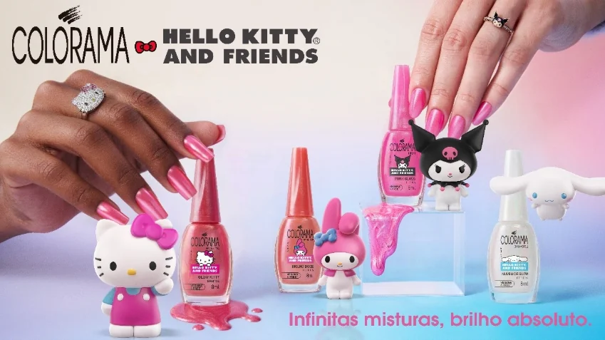 Colorama aposta em Hello Kitty com esmaltes de brilho cromado inédito