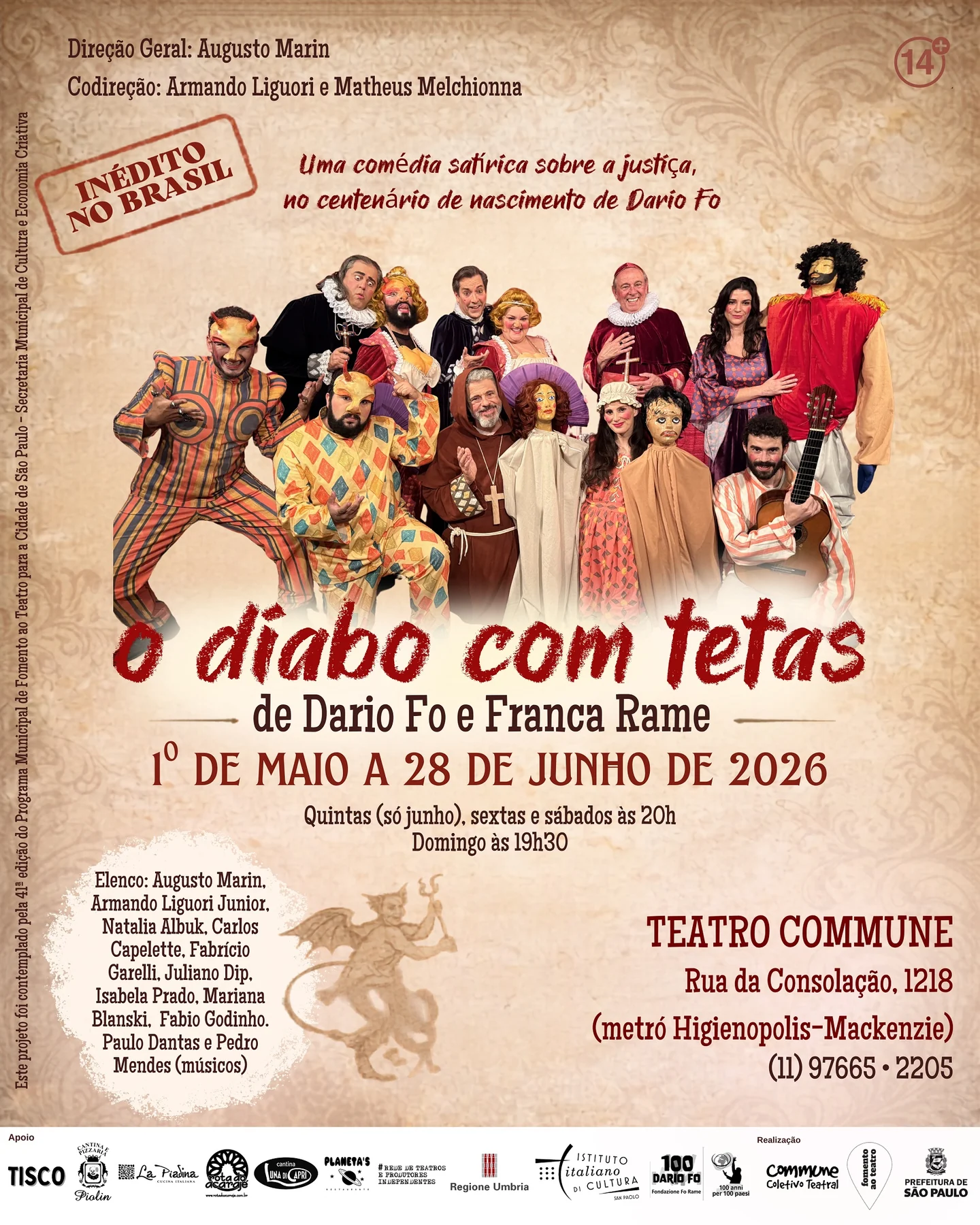 Comédia de Dario Fo entra nas últimas semanas no Teatro Commune