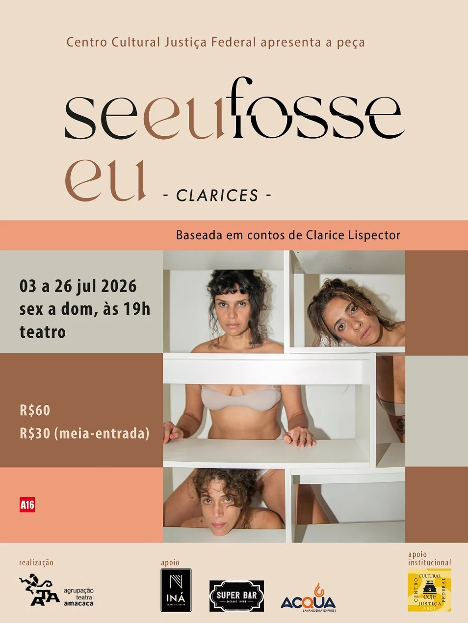 Espetáculo inspirado em Clarice Lispector retorna ao Rio em julho