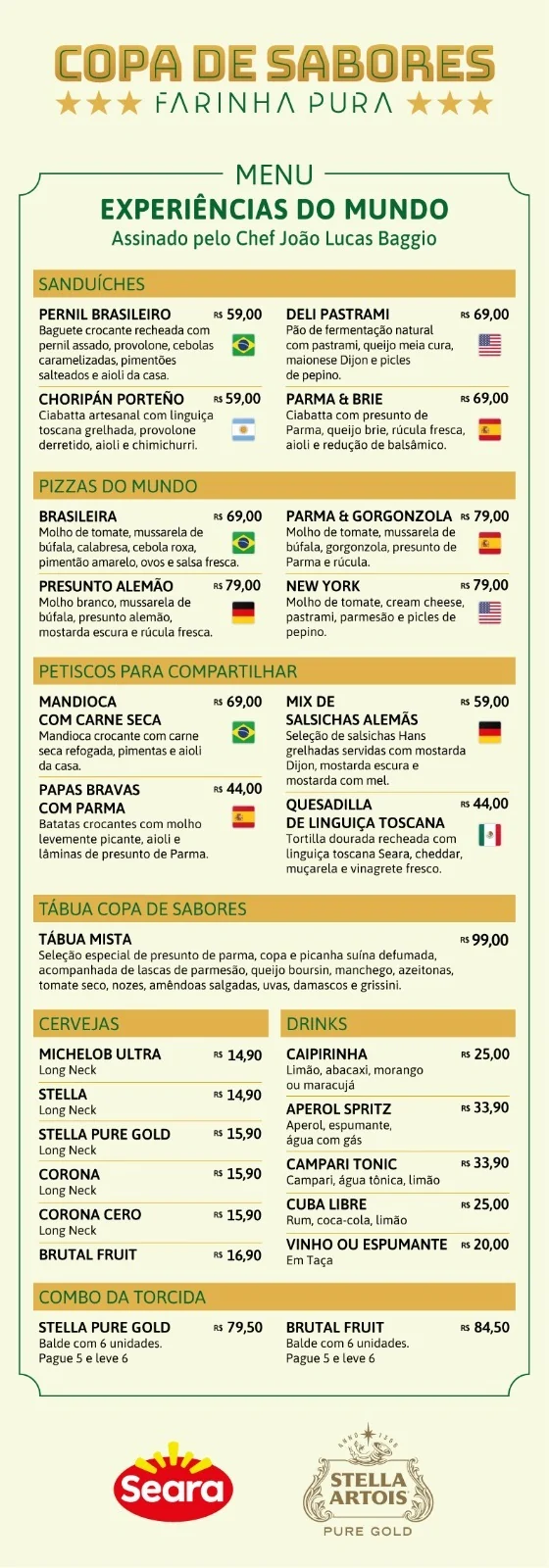 Farinha Pura aposta em menu temático para a Copa com sabores do mundo